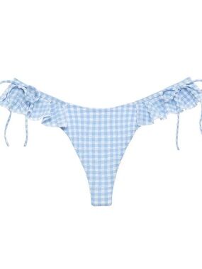 Montce Peri Micro Gingham Uno Ruffle Bows Bikini Bottom Size Medium